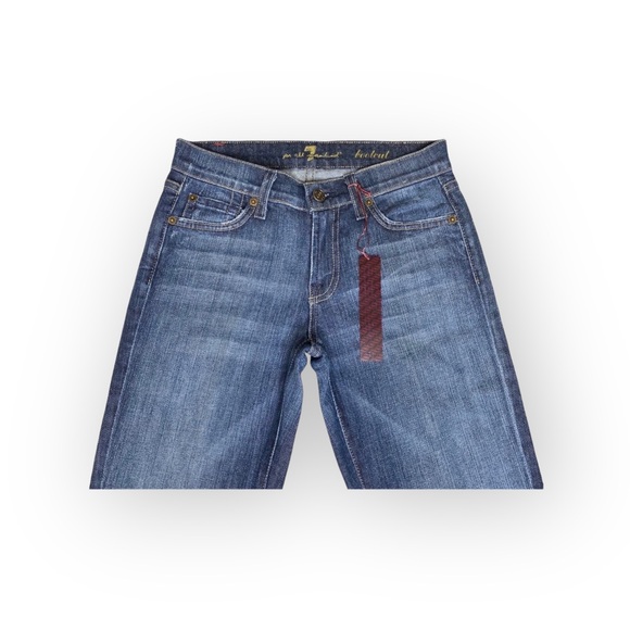 new 7 For All Mankind® ☯︎︎ Gold Medallion Embroidered Bootcut Jeans ☯︎︎ NY Dark - Picture 13 of 16